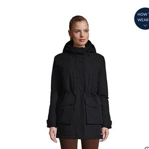 Lands End Womens Petite Squall Parka, Black, brand new w tags